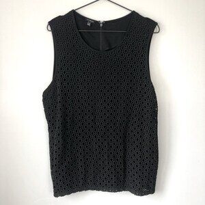 Talbots XL Womens Black Lace Overlay Tank Top